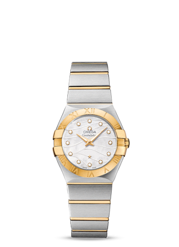 Omega Constellation Quartz 27 Brushed Stainless Steel / Yellow Gold / Wavy MOP